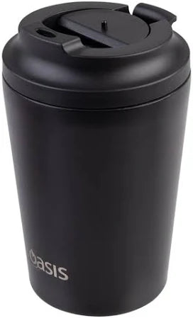 Oasis Ceramic Lined SS Double Walled Insulated Coffee Cup 360ml Black