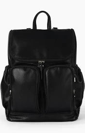 OIOI Signature Backpack Black Dimple Vegan Leather