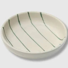 Robert Gordon Coastal Junction Salad Bowl Cream with Green Stripe