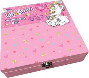 Unicorn Jewellery Box Includes 2 Charm Bracelets Markers Activity Book and Stickers