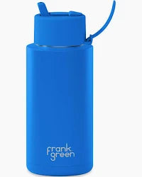 Frank Green Ceramic Reusable Bottle Blue Lagoon With Flip Straw 1L