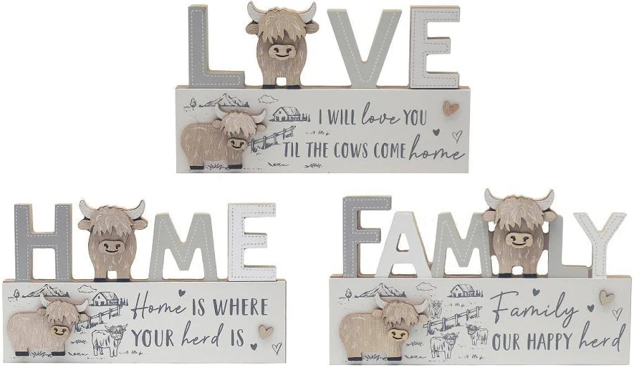 Family Highland Cow Plaque