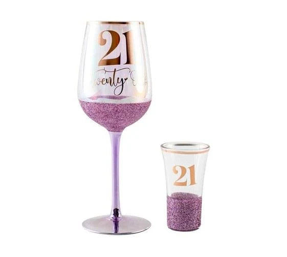 21 Purple Glitterati Wine Shot Set