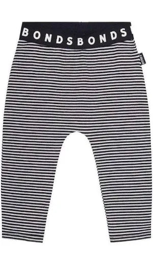 Bonds Leggings Black And White Stripe 000