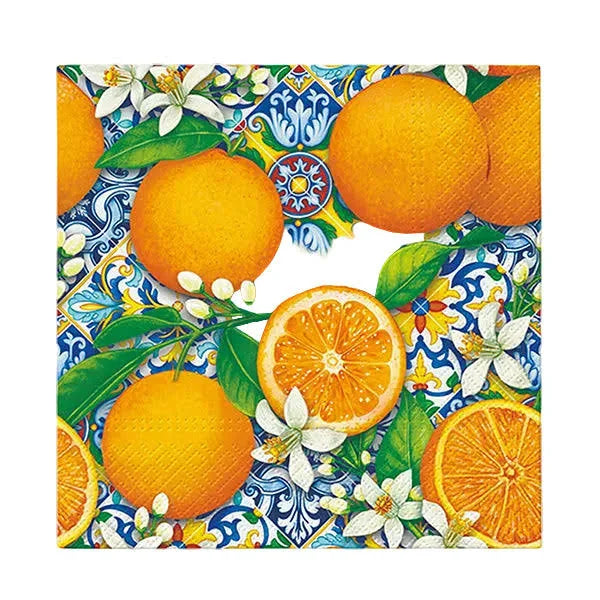 Paw Lunch Napkin 33cm Orange Bloom