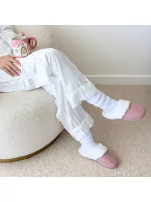 SnuggUp Woman's Slides Pink Suede Au 6