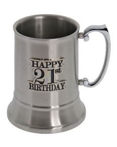 21 Badge Stainless Steel Beer Mug