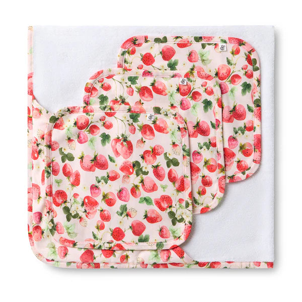 Snuggle Hunny Strawberry Organic Wash Cloth Set 3
